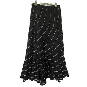 Y2K Miss Nikky Maxi Skirt Womens XL Black Tiered Flared Whimsigoth 2000s